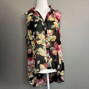 Scully blouse floral embroidered style pattern sheer lightweight size XXLarge